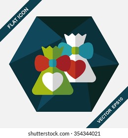 wedding gift flat icon with long shadow,eps10