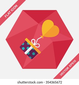 wedding gift flat icon with long shadow,eps10