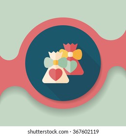 wedding gift flat icon with long shadow,eps10