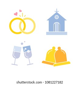 wedding and gift icons set