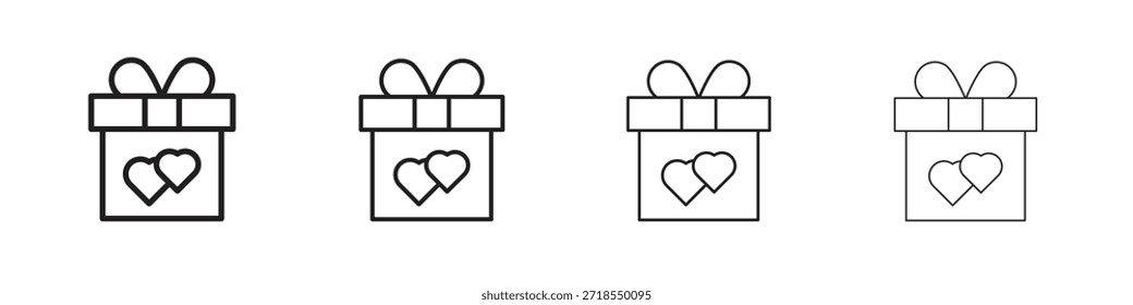 Wedding Gift icons, Set of linear icons. Black linear palm icons