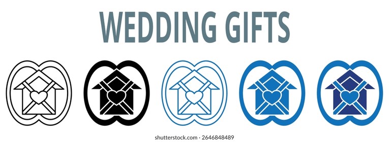 conjunto de ícones de presentes de casamento. contém ícone, vetor, ilustração, casamento, fornecedores, evento, presentes, noiva, ideias, noivo