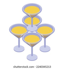 Wedding glass drink icon isometric vector. Marriage event. Service site