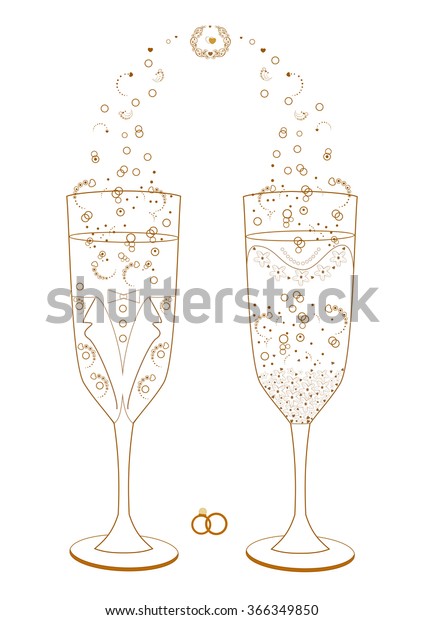 Wedding Glasses Decorated Bride Groom Stock Vector Royalty Free