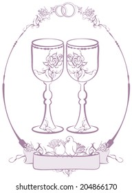 Wedding glasses in frame