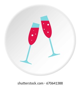 Wedding glasses icon in flat circle isolated vector illustration for web