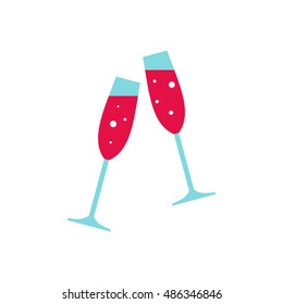 Wedding glasses icon in flat style isolated on white background. Dishes symbol vector illustration