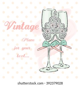 Wedding glasses vector . Vector illustration .