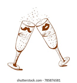 Wedding glasses, vector illustration.