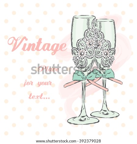 Wedding glasses vector . Vector illustration .