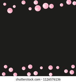 Wedding glitter confetti with dots on isolated backdrop. Sequins with metallic shimmer and sparkles. Design with pink wedding glitter for party invitation, banner, greeting card, bridal shower.