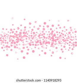 Wedding glitter confetti with dots on isolated backdrop. Shiny random falling sequins with shimmer. Design with pink wedding glitter for party invitation, bridal shower and save the date invite.
