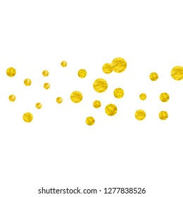 Wedding glitter confetti with dots on isolated backdrop. Shiny random sequins with metallic sparkles. Design with gold wedding glitter for party invitation, bridal shower and save the date invite.