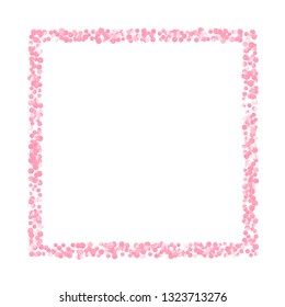 Wedding glitter confetti with dots on isolated backdrop. Shiny random falling sequins with shimmer. Design with pink wedding glitter for party invitation, bridal shower and save the date invite.