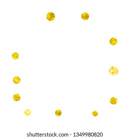 Wedding glitter confetti with dots on isolated backdrop. Shiny random falling sequins with shimmer. Design with gold wedding glitter for greeting card, bridal shower and save the date invite.