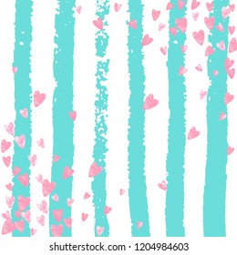 Wedding glitter confetti with heart on turquoise stripe. Falling sequins with shimmer and sparkles. Design with gold wedding glitter for greeting card, bridal shower and save the date invite.