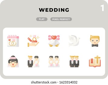 Wedding Glyph Icons Pack for UI. Pixel perfect thin line vector icon set for web design and website application.