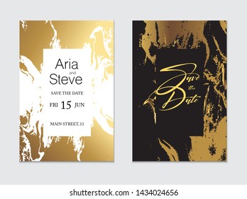 Wedding gold Invitation, Thank you Card, rsvp, posters, modern card Design Collection. Trendy Marble background, Marbling texture design in 