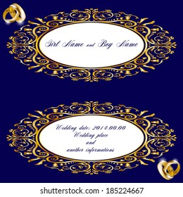 Wedding gold ring and card conception