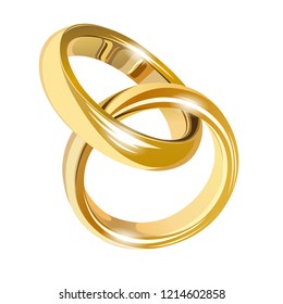 Wedding gold rings isolated on white