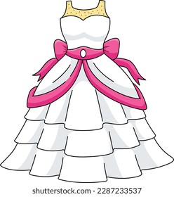 Wedding Gown Cartoon Colored Clipart Illustration