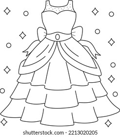 Wedding Gown Coloring Page for Kids