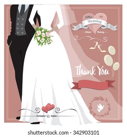 Wedding graphic set, hearts, ribbons, banners