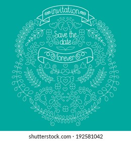 Wedding graphic set, laurel, wreaths, arrows, ribbons,hearts, flowers and labels in vector