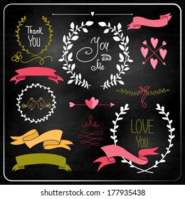Wedding graphic set on chalkboard