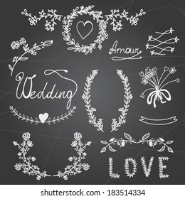 Wedding graphic set  on chalkboard