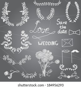 Wedding graphic set on chalkboard