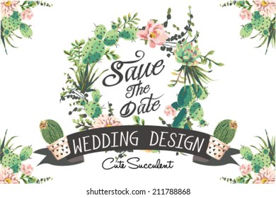 Wedding graphic set with succulents