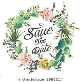 Wedding graphic set with succulents