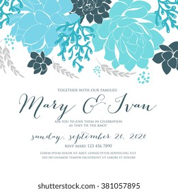 Wedding graphic set with succulents, wreath and glass terrariums