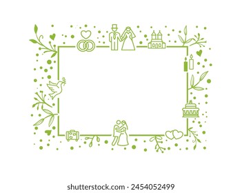 wedding - green decoration template on white background