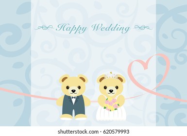 Wedding greeting card of bear.