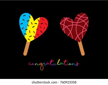 wedding greeting card with popsicle graphic