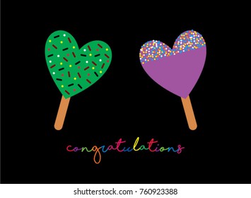 wedding greeting card with popsicle graphic