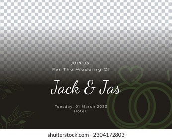Wedding greeting card simple. Transparent background for put the photo of bride.