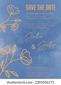 wedding greeting card template with watercolor background