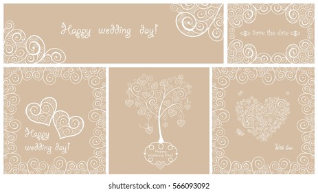 Wedding greeting cards with decorative curled design