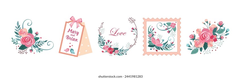 Wedding Greeting Floral Element and Composition Vector Set