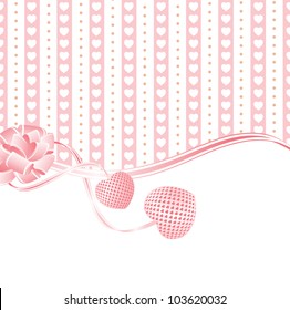 Wedding greetings or invitation card with hearts