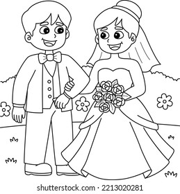 Wedding Groom And Bride Coloring Page for Kids