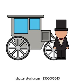 wedding groom with carriage