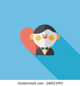 wedding groom flat icon with long shadow,eps10