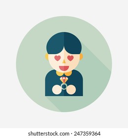 wedding groom flat icon with long shadow,eps10