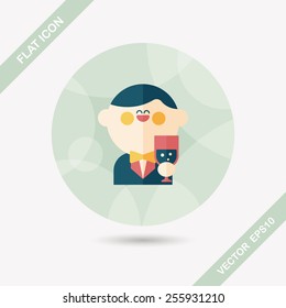 wedding groom flat icon with long shadow,eps10