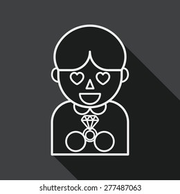 wedding groom flat icon with long shadow, line icon