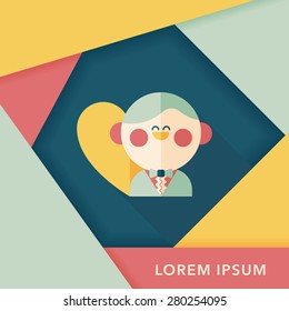 wedding groom flat icon with long shadow,eps10